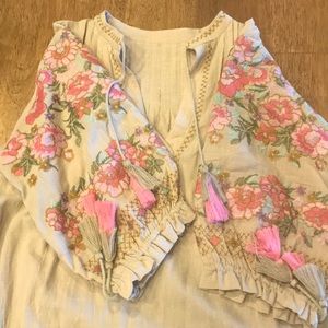 Boho dress with floral embroidery